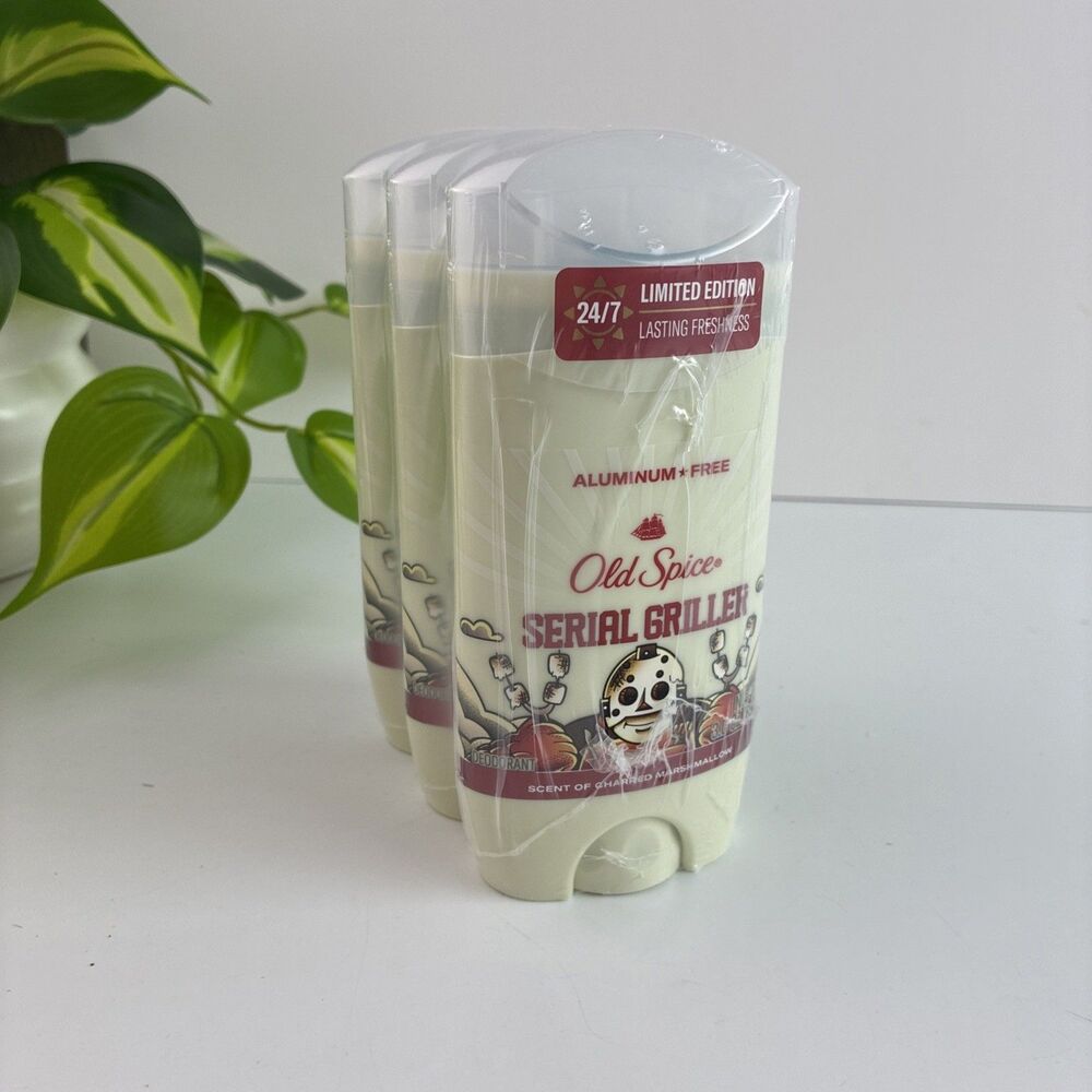 Old Spice Deodorant Serial Griller Charred Marshmallow Aluminum-Free 3 oz 3pk